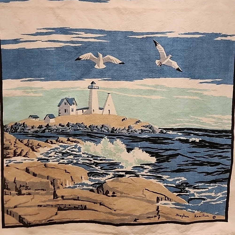 Nautical Sailboat & Seagulls Wall Hanging - Kitchen Towel Blue, White, Tan
